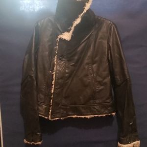 Leather Sherpa lined Jacket